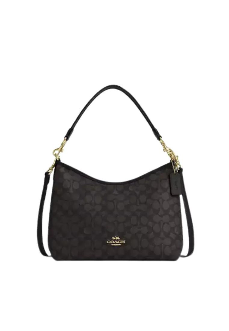 ( PREORDER ) Coach Laurel Shoulder Bag In Gold Walnut Black CV975