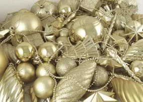 125-Piece Club Pack of Shatterproof Champagne Gold Christmas Ornaments