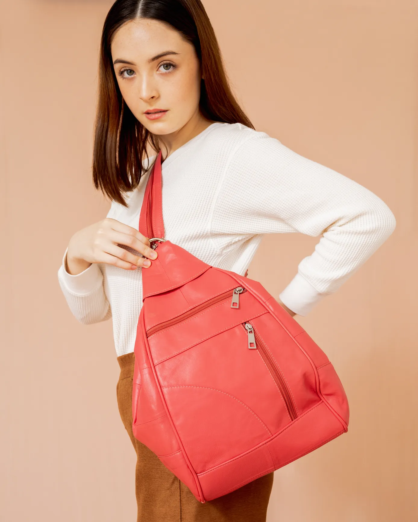 2-in-1 Bag Lambskin Leather CORAL