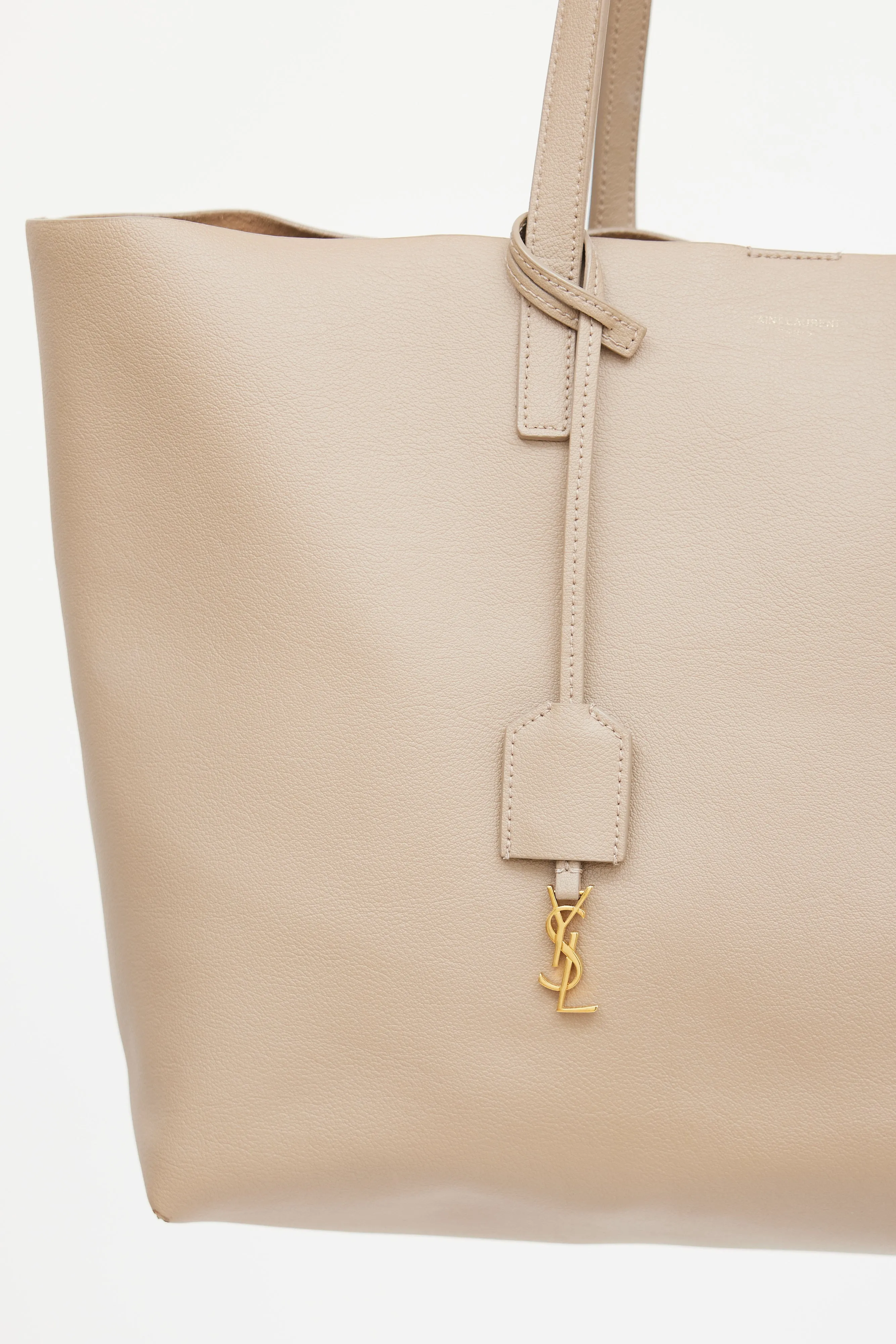 2019 Beige Leather Shopping Tote Bag