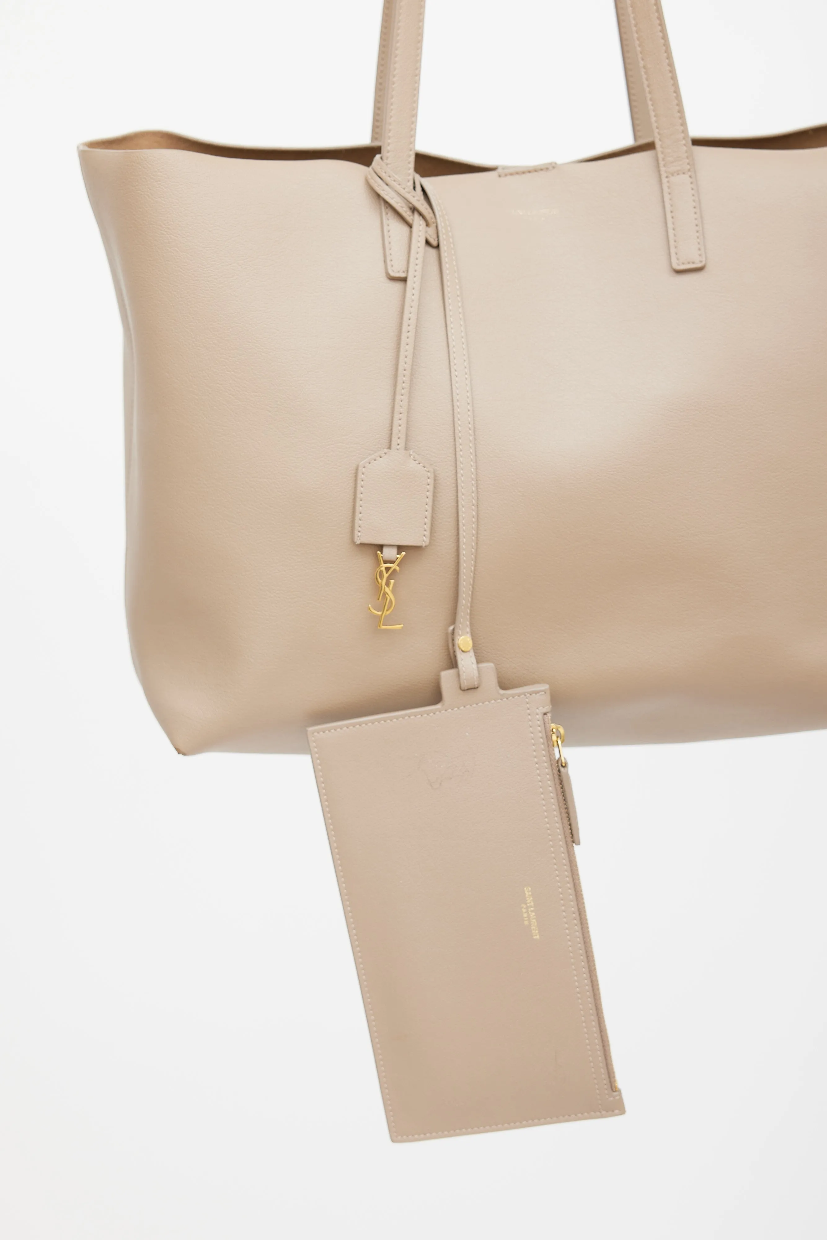 2019 Beige Leather Shopping Tote Bag