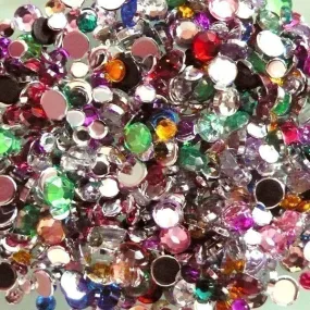 2mm 3mm Round Faceted Rhinestones / Cabochons Set (Around 450-500 pcs / 3gram) (Assorted Color) RHM004