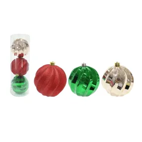 3pk Classic Swirl Baubles (15cm)