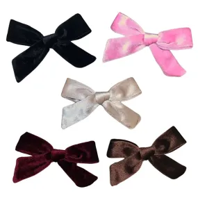 5 Pack of 4" Neutral Colors Velvet Bow For Girls Baby or Toddler