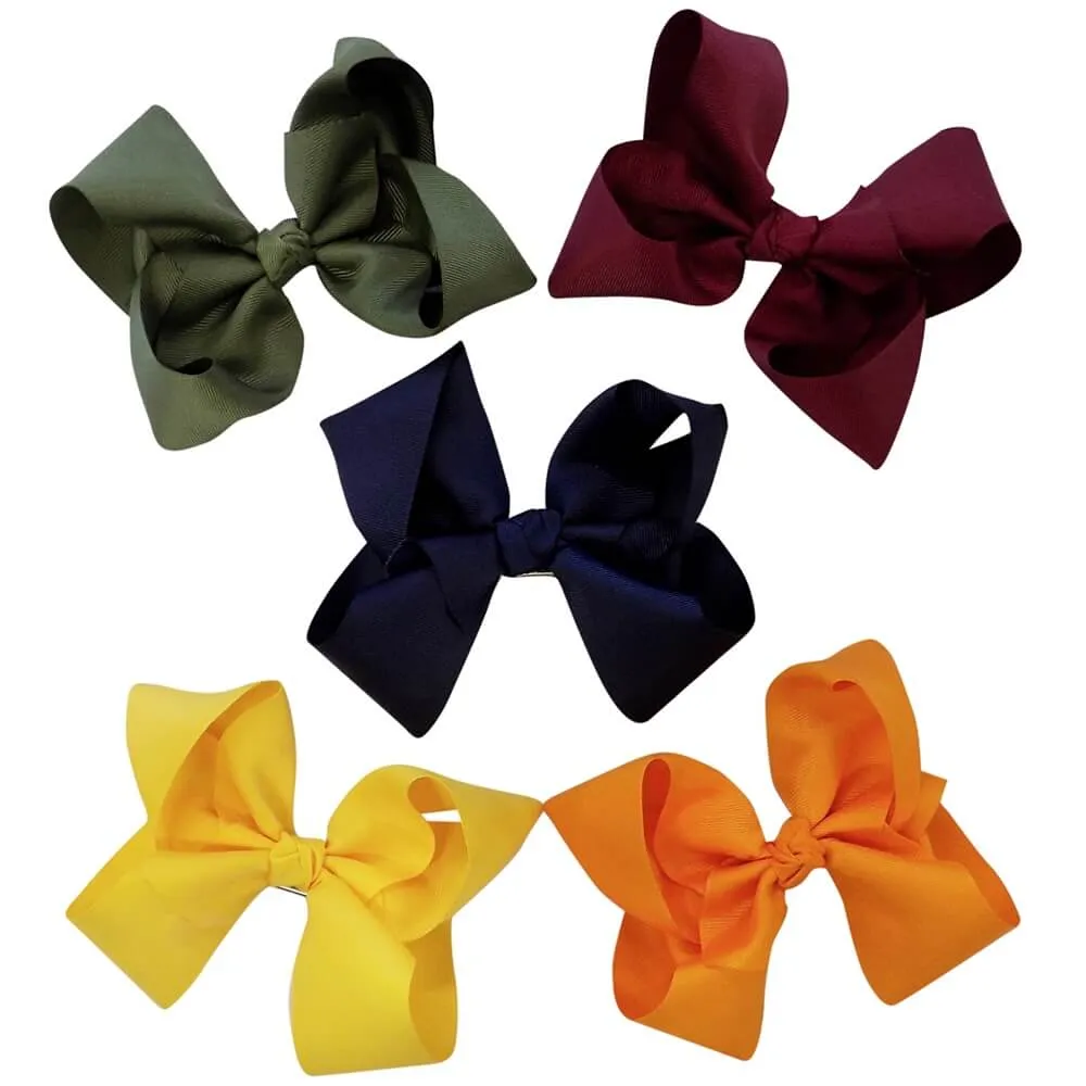 5 Pack of 6" Grosgrain Fall Fun Seasonal Colors Girls Hair Bows