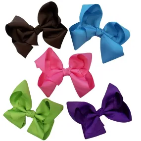 5 Pack of 6" Grosgrain Summer Brights Seasonal Colors Girls Hair Bows