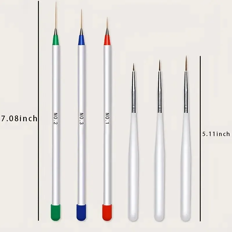 6 Pcs/Pack Fine Drawing Striping Liner Design Tips Nail Art Pen Brushes Brush Salon DIY Gel UV Manicure Tool