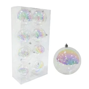 8pk White Iridescent Bauble (12cm)