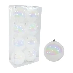 8pk White Pearl Iridescent Bauble (12cm)