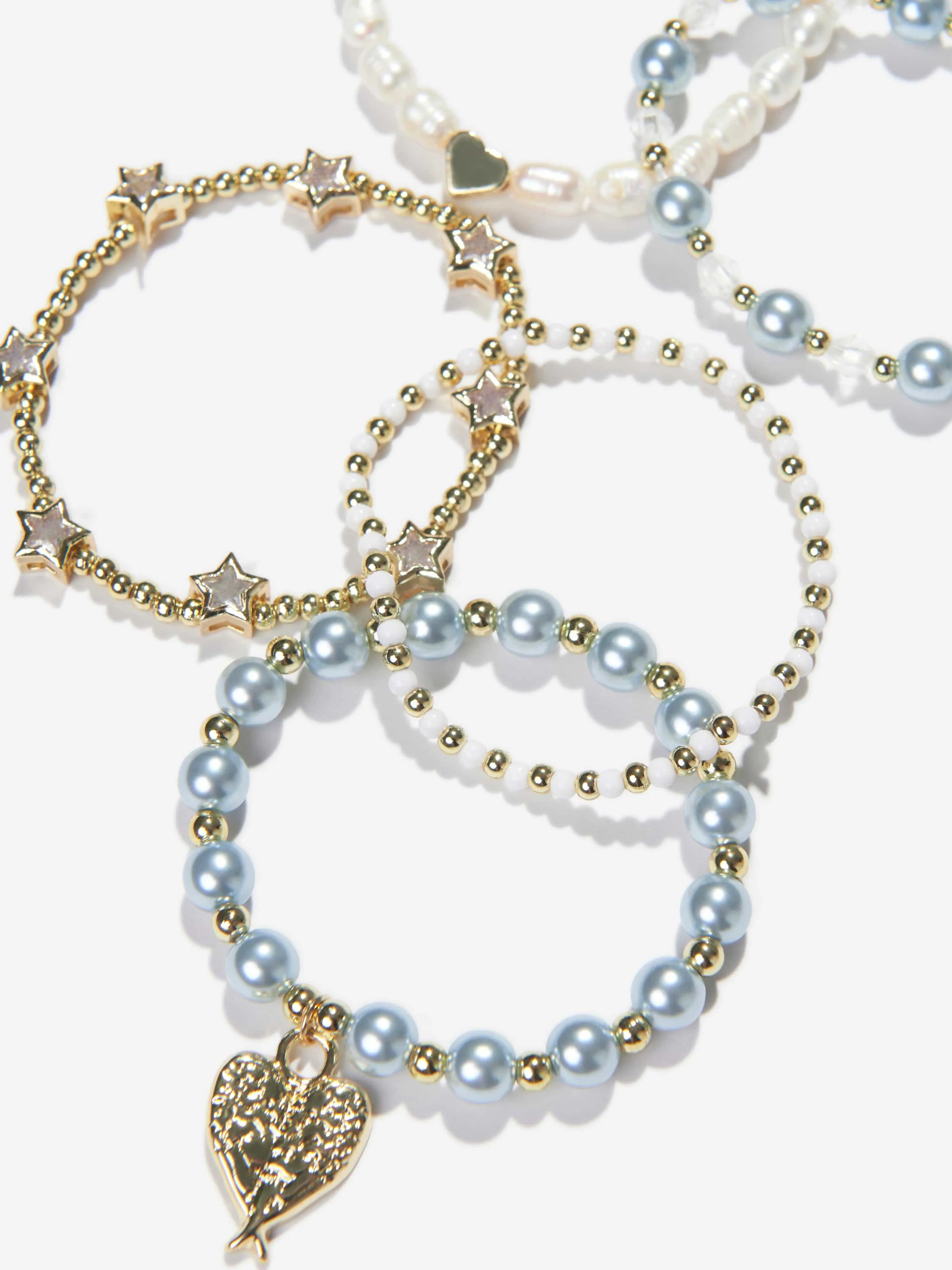 Angels Face Girls Pearl And Star Bracelet Set in Blue