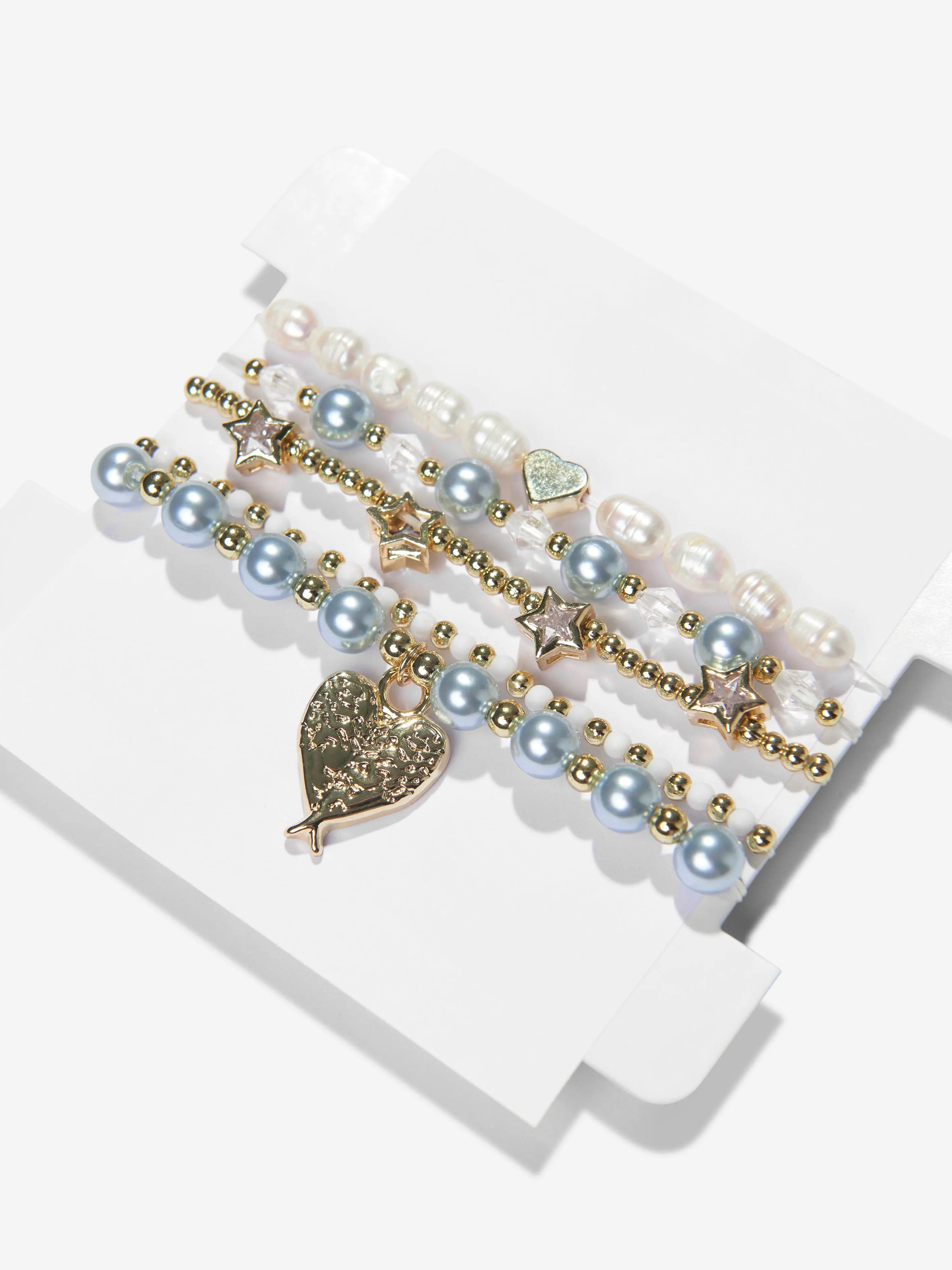 Angels Face Girls Pearl And Star Bracelet Set in Blue