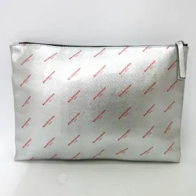 Balenciaga Leather Logo Large Clutch