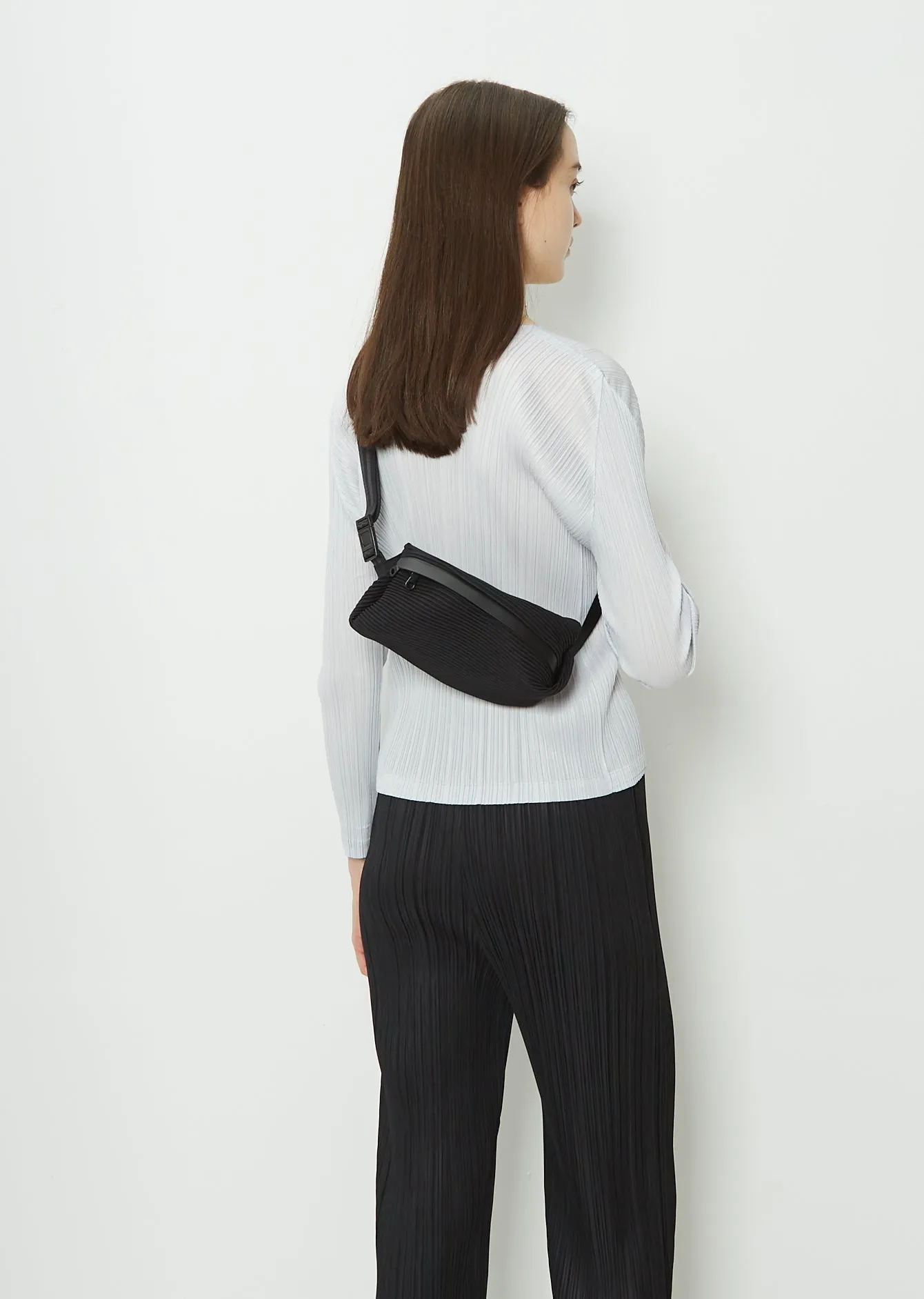 Bias Pleats Waist Bag — Black