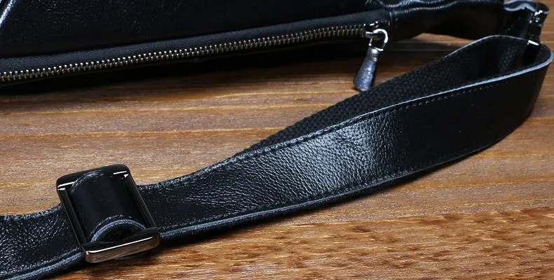 Black Leather Mens FANNY PACK MENS WAIST BAG Black HIP PACK BELT BAG FOR MEN