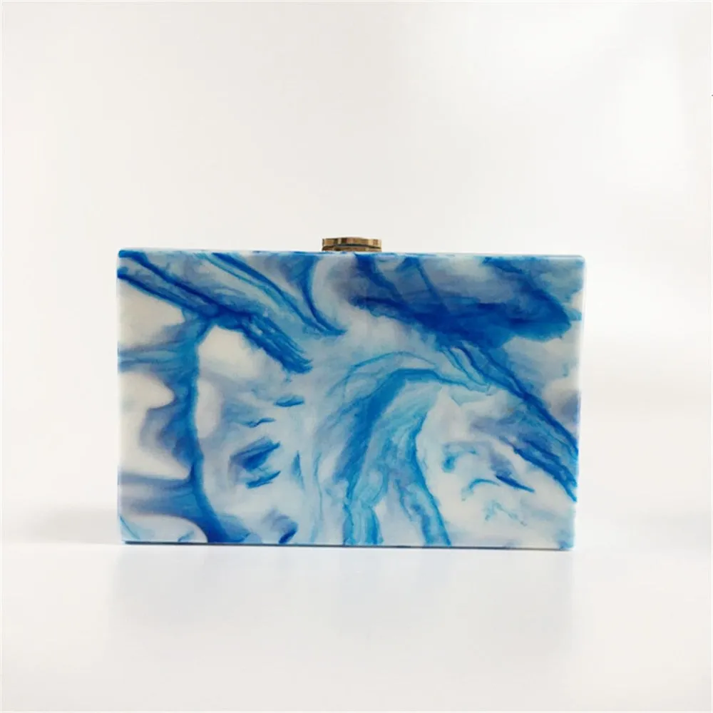 Blue Marble Acrylic Box Clutch