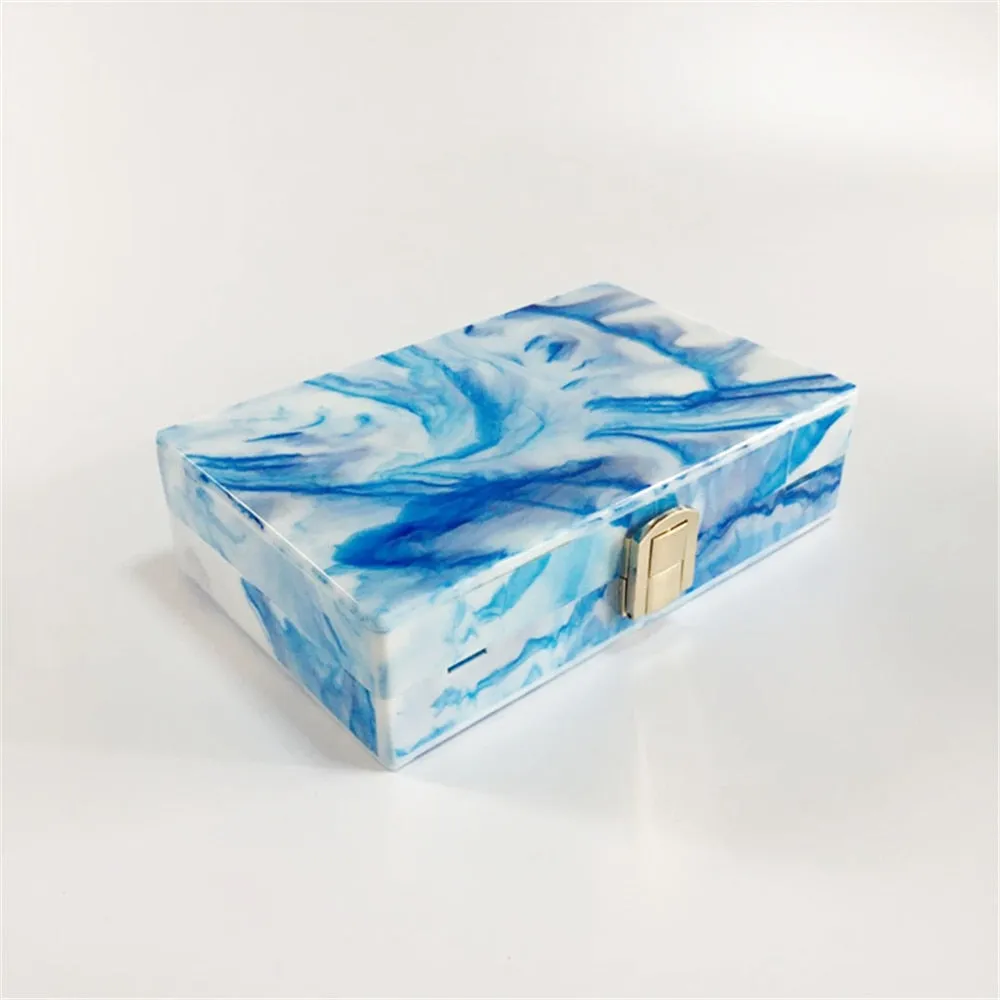 Blue Marble Acrylic Box Clutch