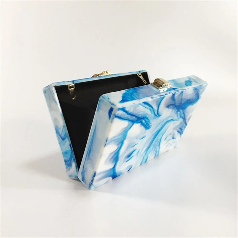 Blue Marble Acrylic Box Clutch