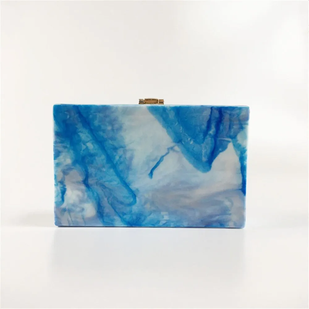 Blue Marble Acrylic Box Clutch