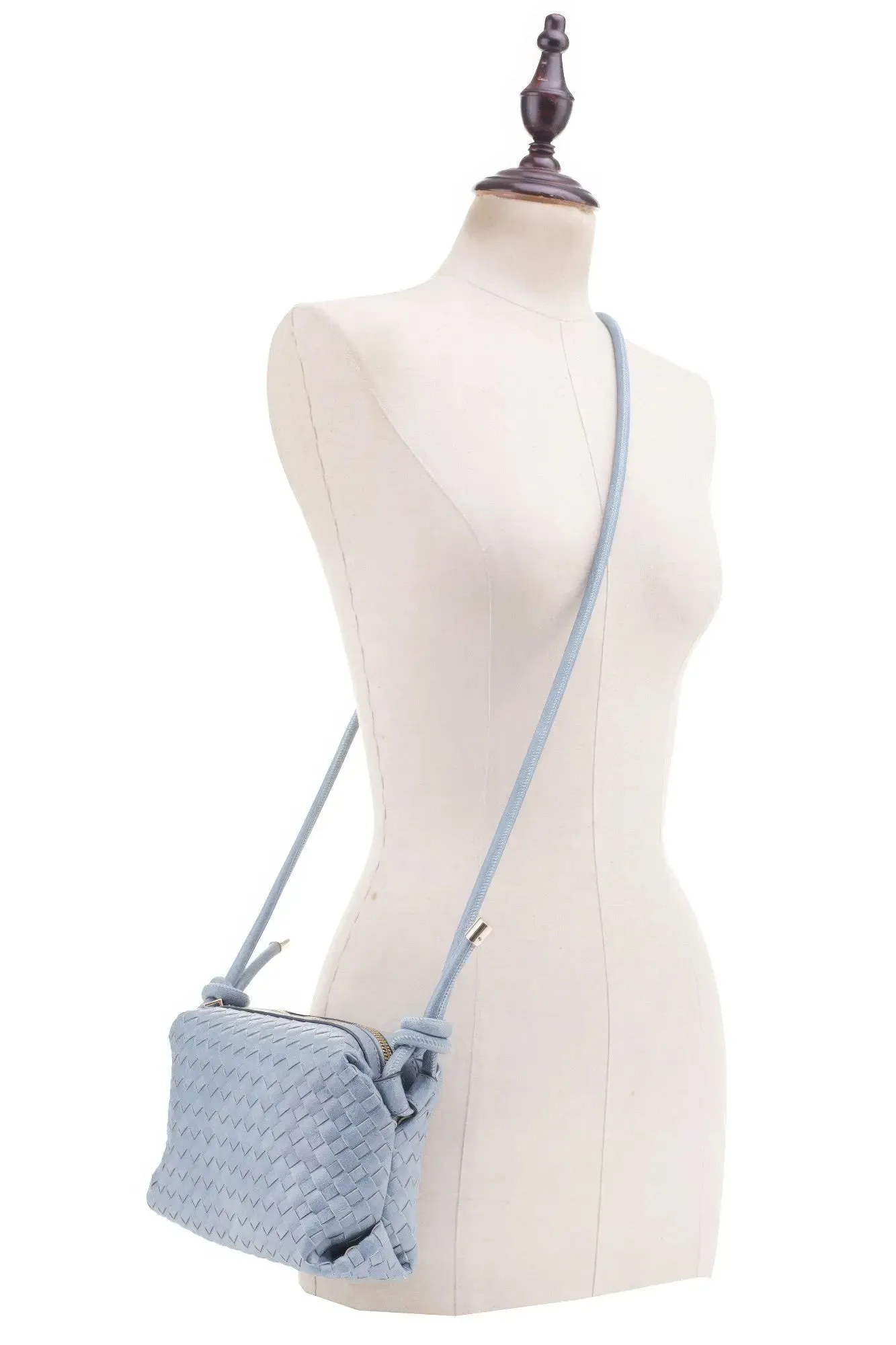 Braid Texture Zipper Crossbody Bag