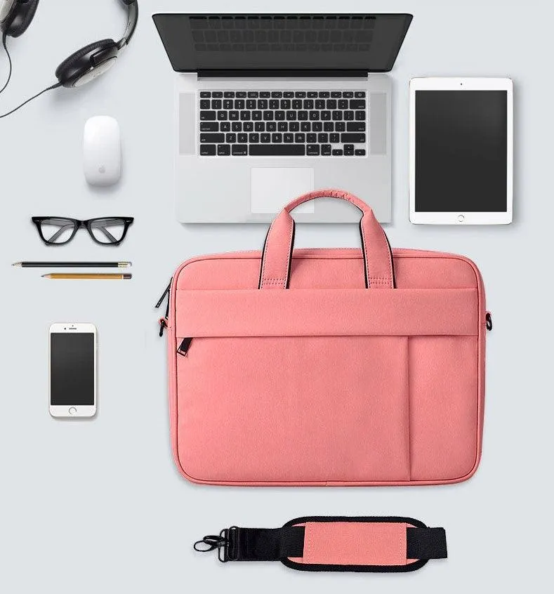 Brinch Waterproof Casual Business Side Zipper Designed Laptop Bag-Pink