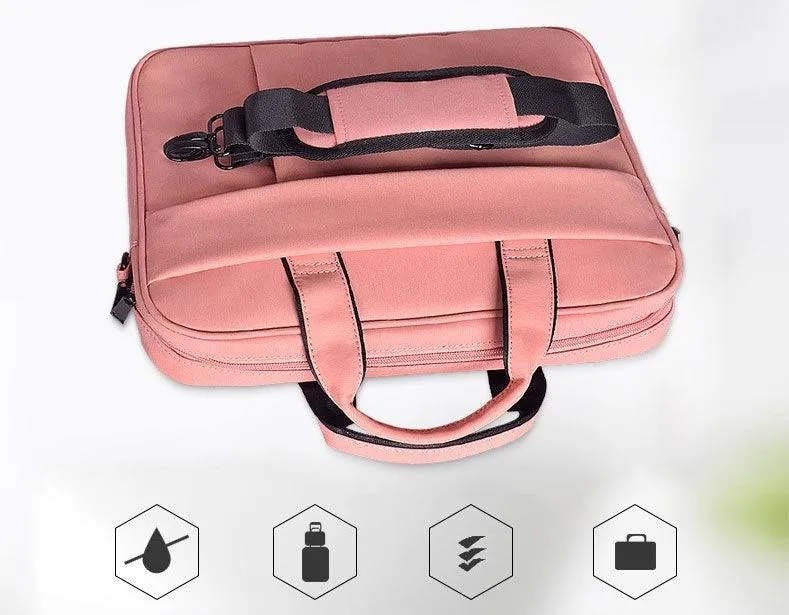 Brinch Waterproof Casual Business Side Zipper Designed Laptop Bag-Pink