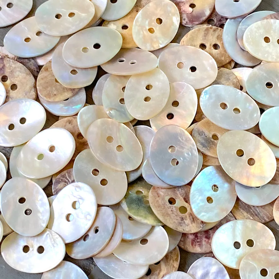 Bulk Bargain: Oval Moonrise Mother of Pearl 5/8" Iridescent Button 15mm, Pack of 100 #MUN527