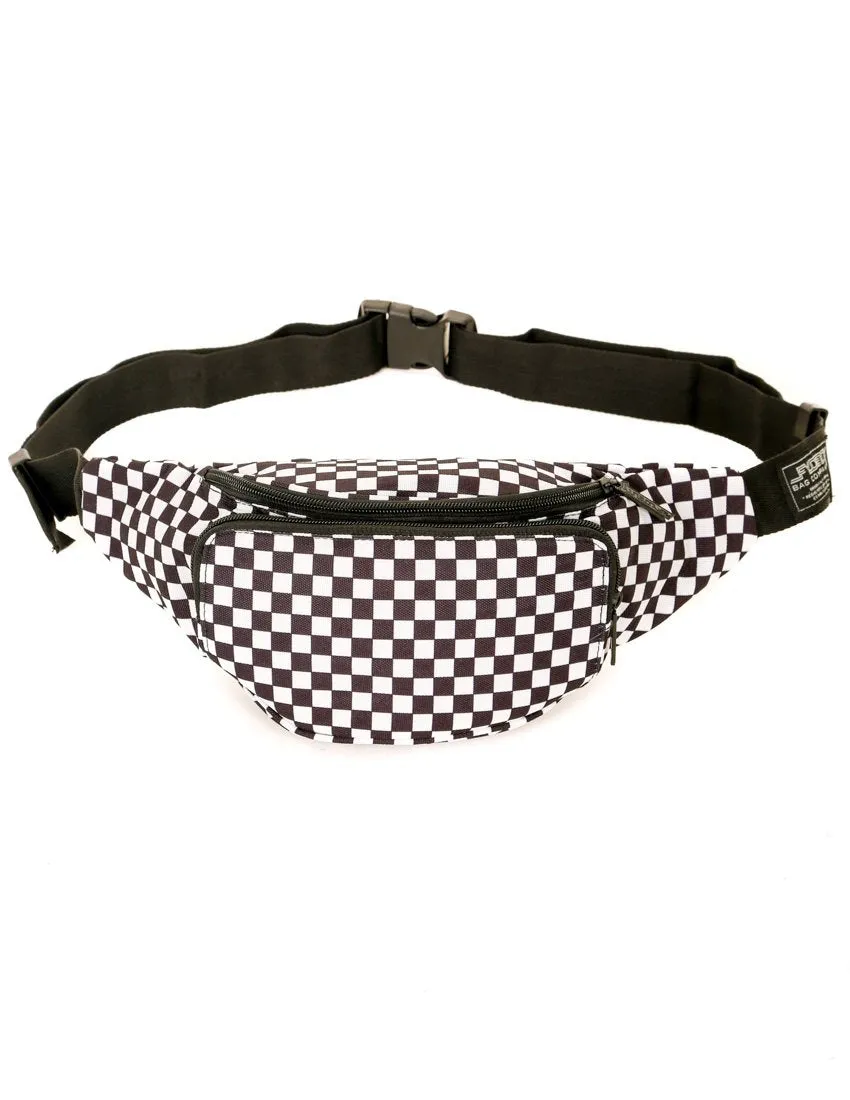 Bum Bag |2 Pocket Crossbody Fanny Pack |INDY Check Black