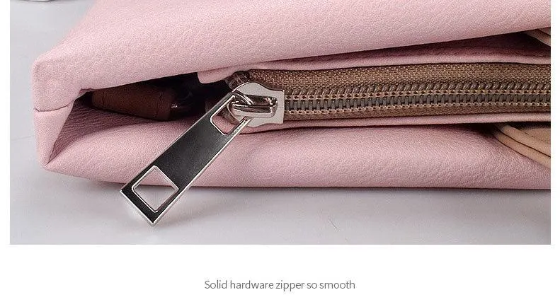 Business And Casual Soft Leather Laptop Bag- Pink