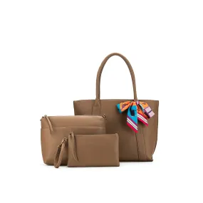 Carolyn Mocha 3 Piece Handbag Set