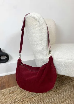 Carson Suede Hobo Bag in Burgundy