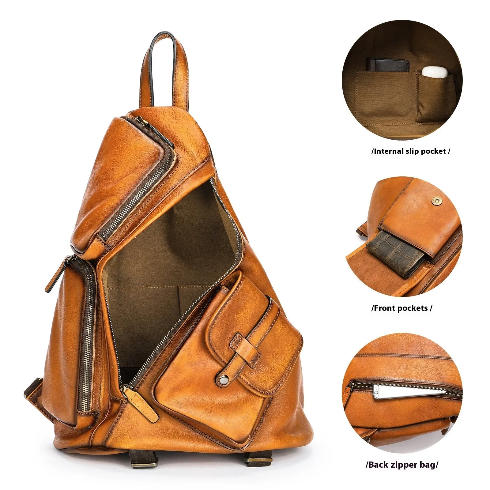 Casual Shoulder Crossbody Chest Bag – First Layer Cowhide Leather, Stylish & Durable