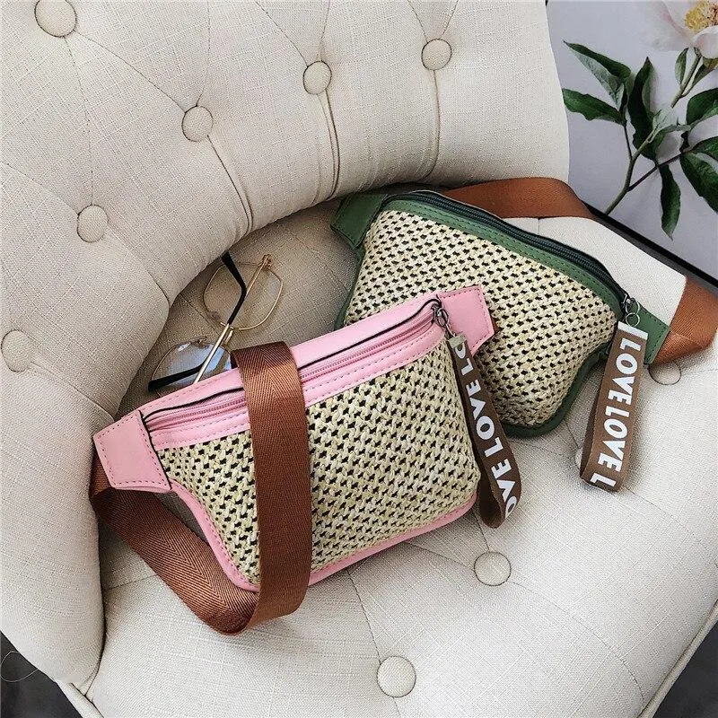 Casual Women's Woven Leather Fanny Packs