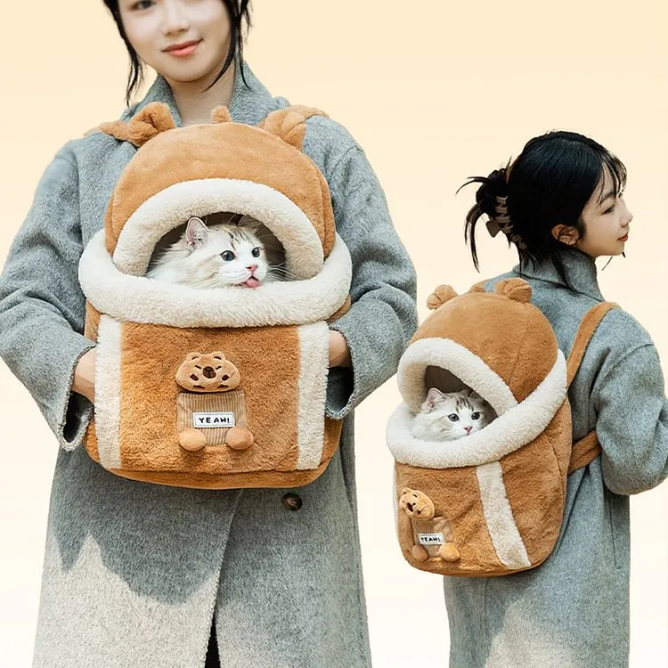 Cat Carrier Cage Winter Warm Cat Travel Bag Portable Carrier Backpack