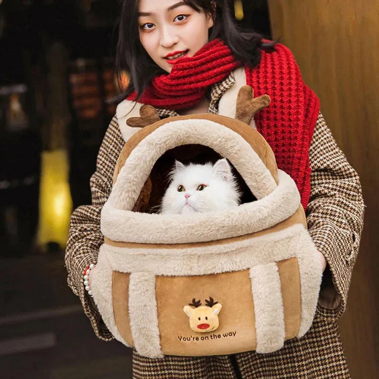 Cat Carrier Cage Winter Warm Cat Travel Bag Portable Carrier Backpack