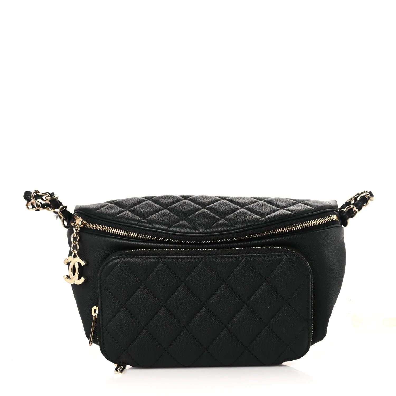 Caviar Quilted Business Affinity Waist Belt Bag Black