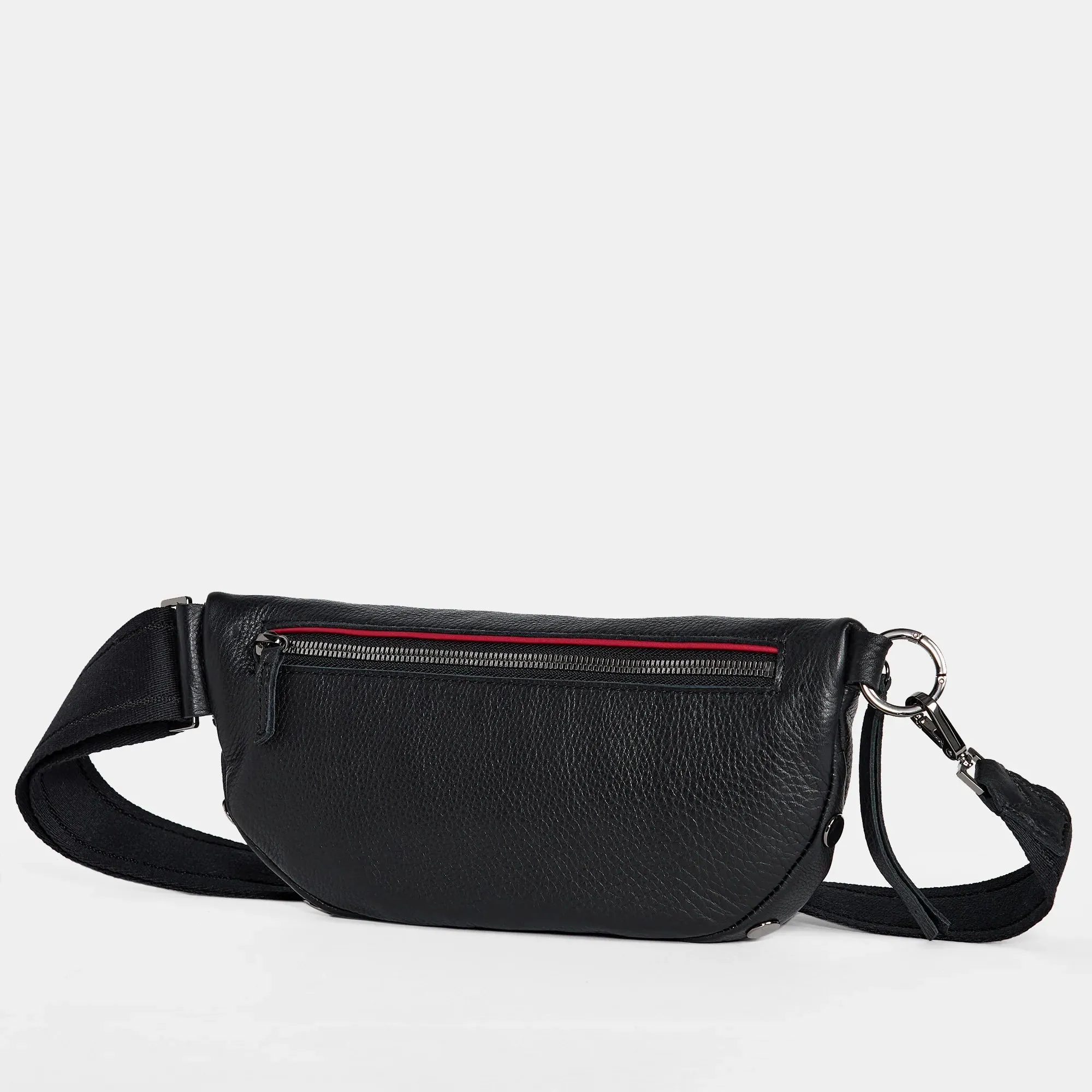 Charles Leather Crossbody - Black and Gunmetal