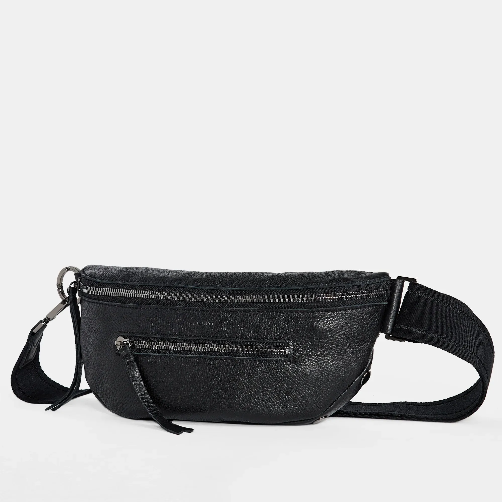 Charles Leather Crossbody - Black and Gunmetal