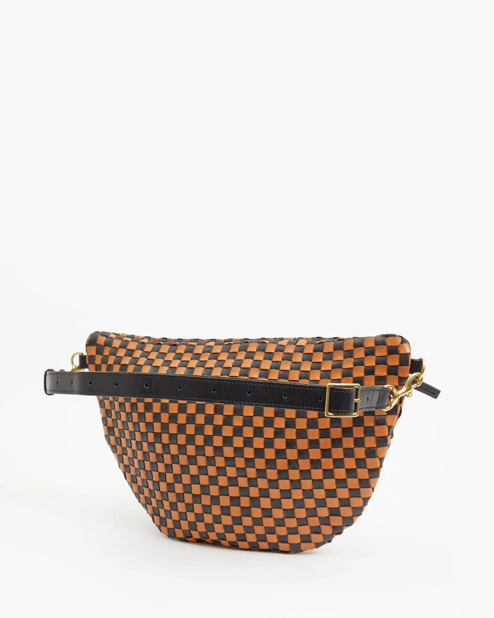 Clare V - Grande Fanny in Black & Natural Woven Checker