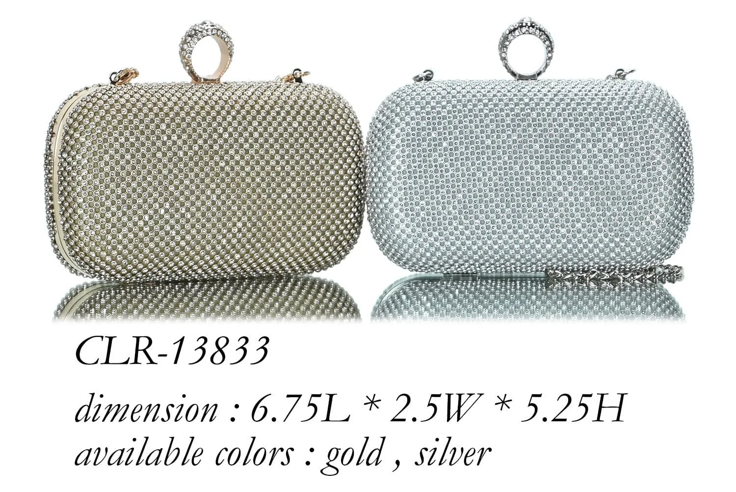 CLR13833 Ring-on Rhinestone Party Clutch