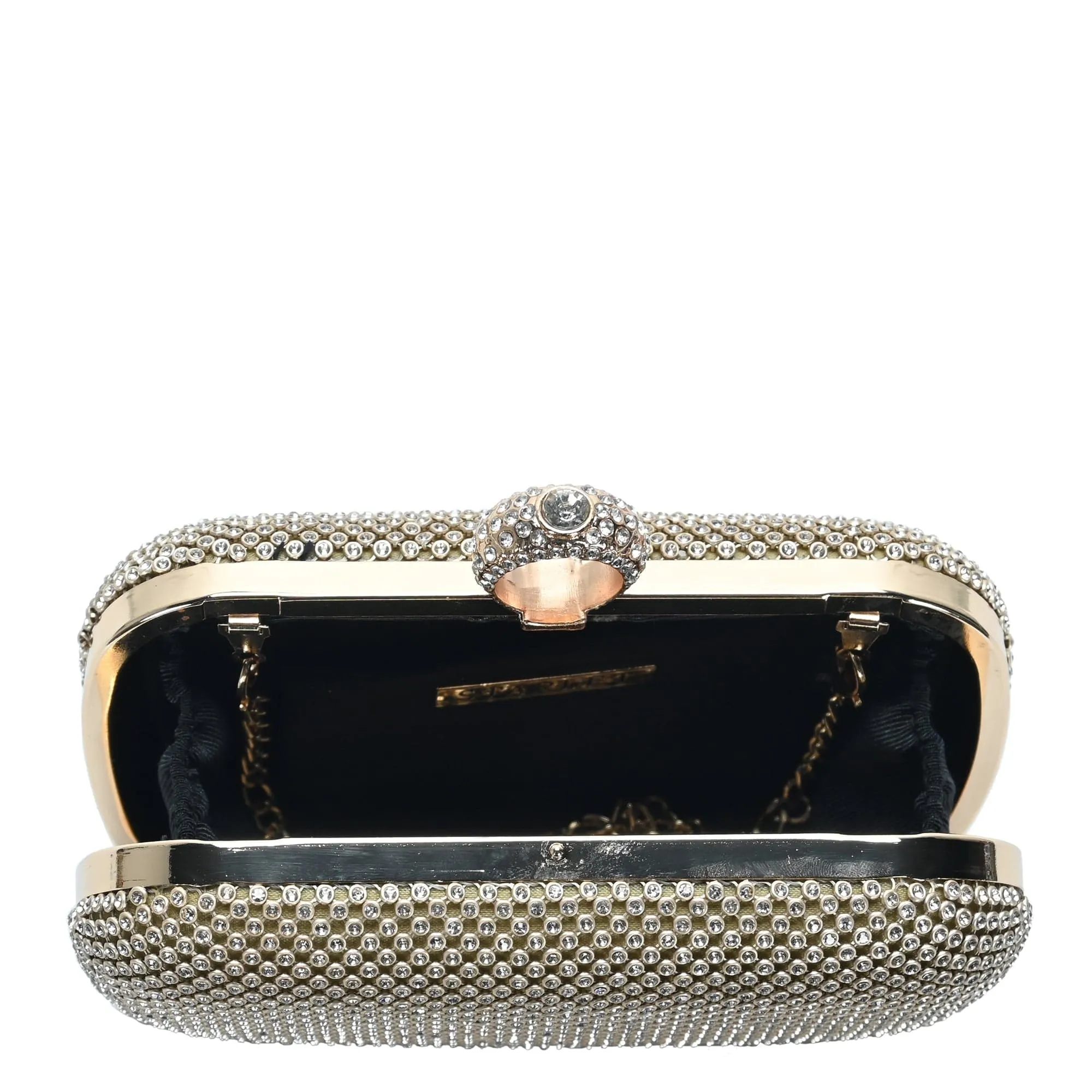 CLR13833 Ring-on Rhinestone Party Clutch