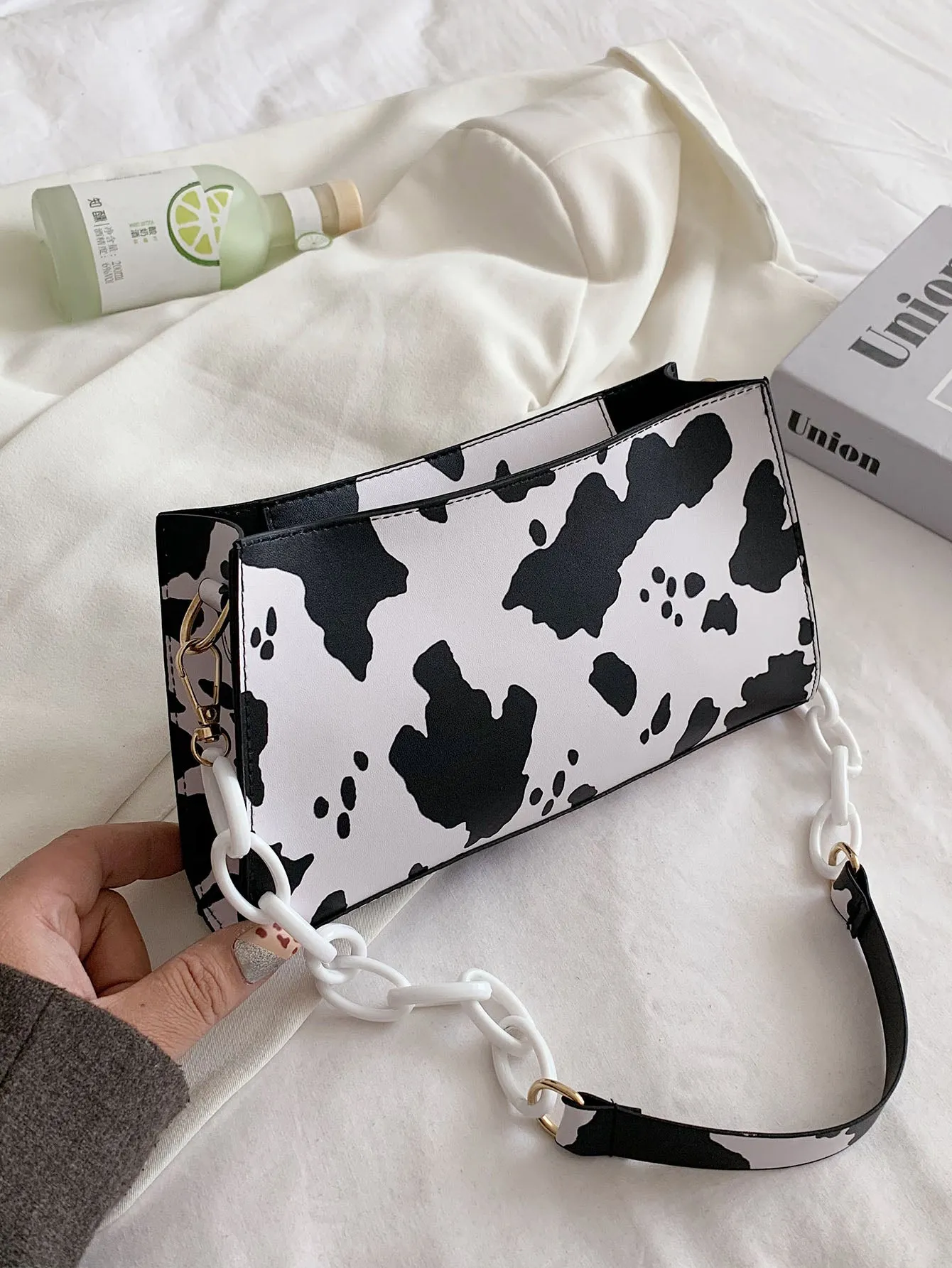 Cow Print Chain Shoulder Bag