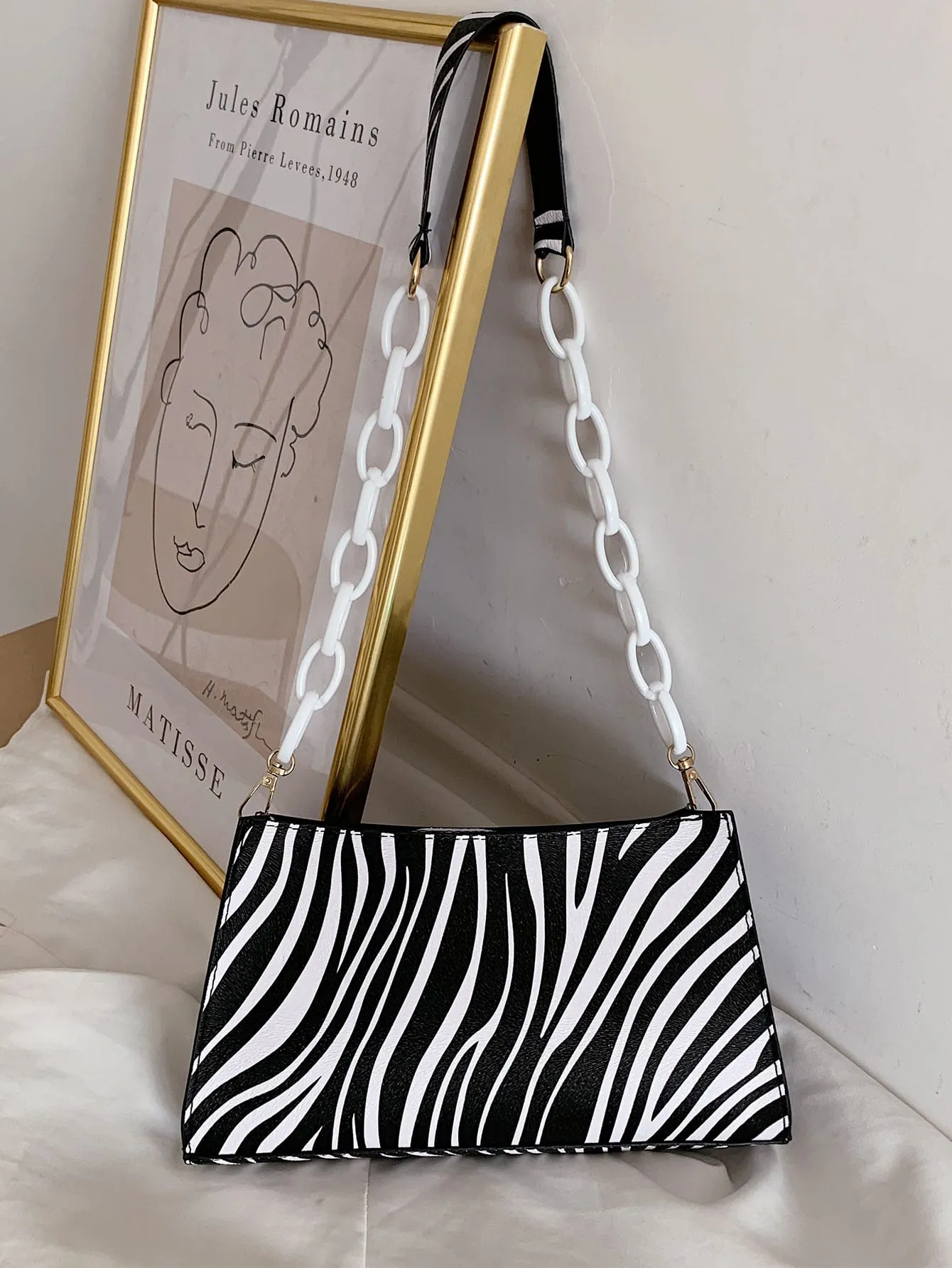 Cow Print Chain Shoulder Bag