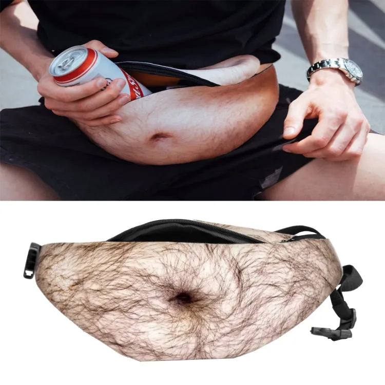 Creative Funny Anti-harassment Artificial Hairy Belly Shape Outdoor Bags, Multifunctional Portable Unisex Sports Belly Waist Bag