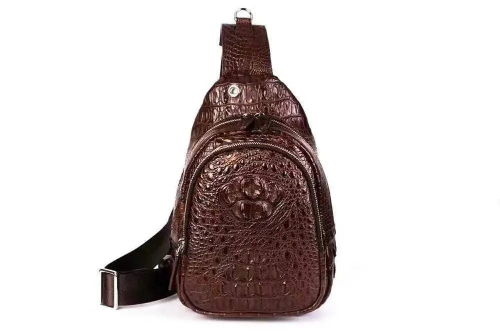 Crocodile Skin Leather Chest Bag Fanny Hip Pack Waist Bag Belt Pouch