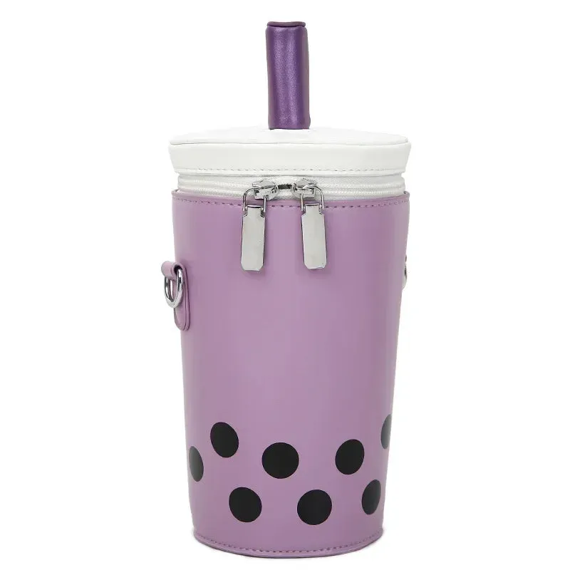 Cute Bubble Boba Tea Cross Body Bucket Bag