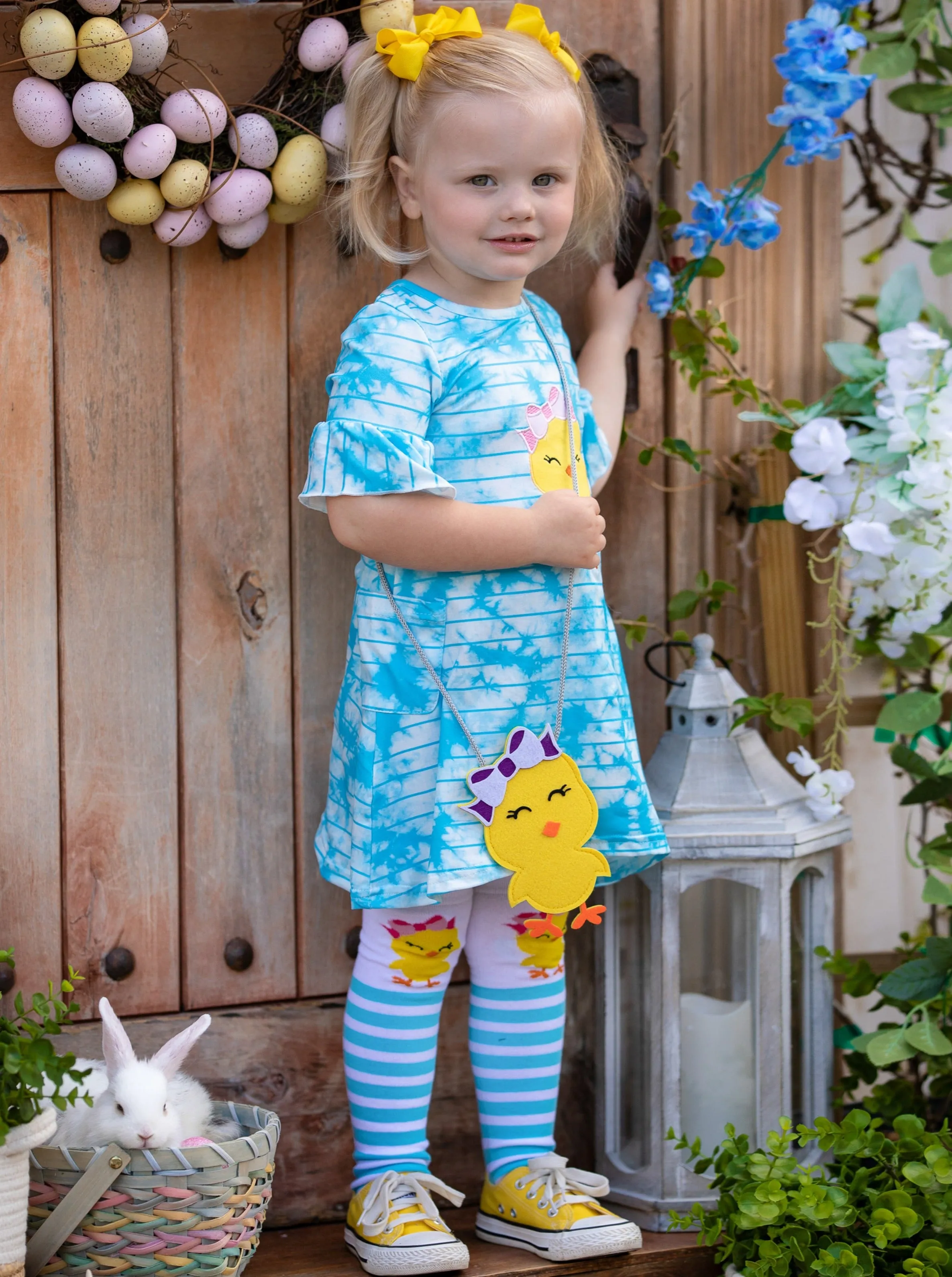 Cute Chickadee Easter Dress, Socks, and Purse Set