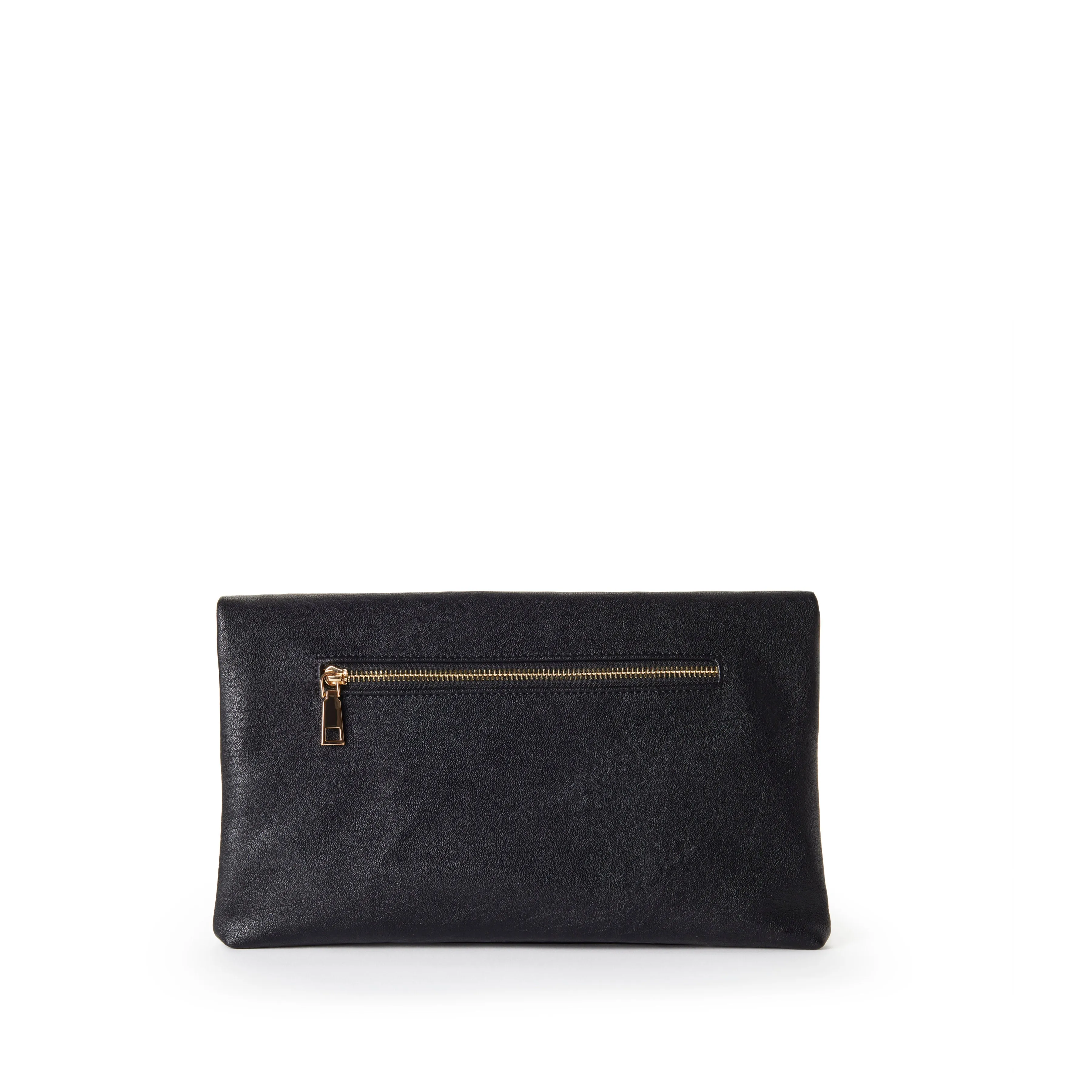 CYNDIE Foldover Vegan Clutch in Black