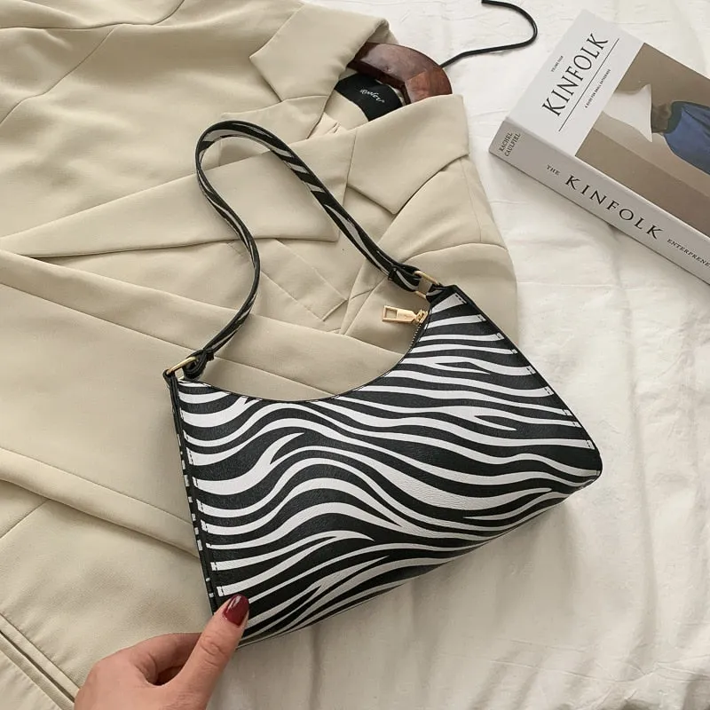 Darianrojas Fashion Zebra Print Women Luxury Handbag PU Leather Simple Underarm Shoulder Bags Female Daily Design Totes Purse Pouch