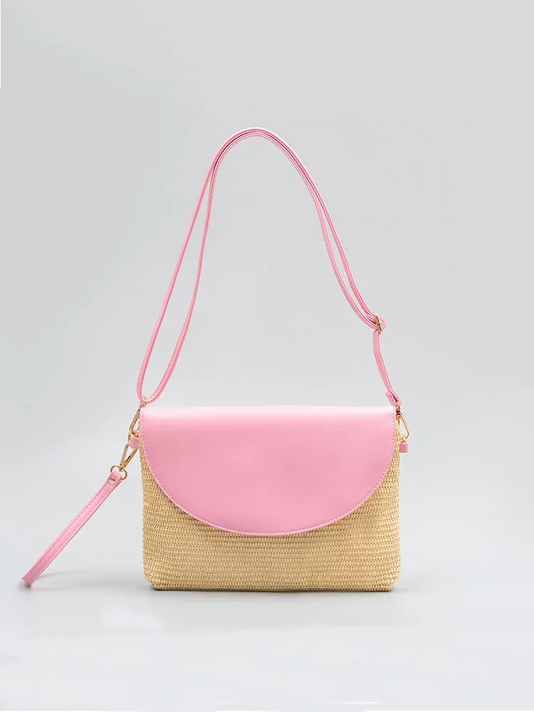 Detachable Shoulder Strap Grass Woven Clutch