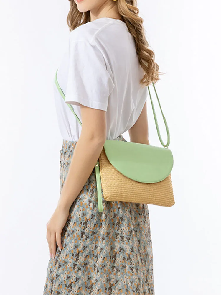 Detachable Shoulder Strap Grass Woven Clutch